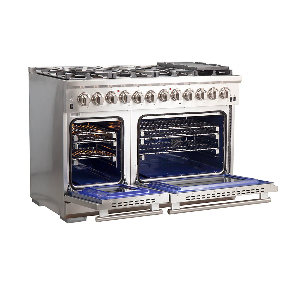 Forno, Capriasca 48' Freestanding Dual Fuel Range, LED Knobs FFSGS6187-48