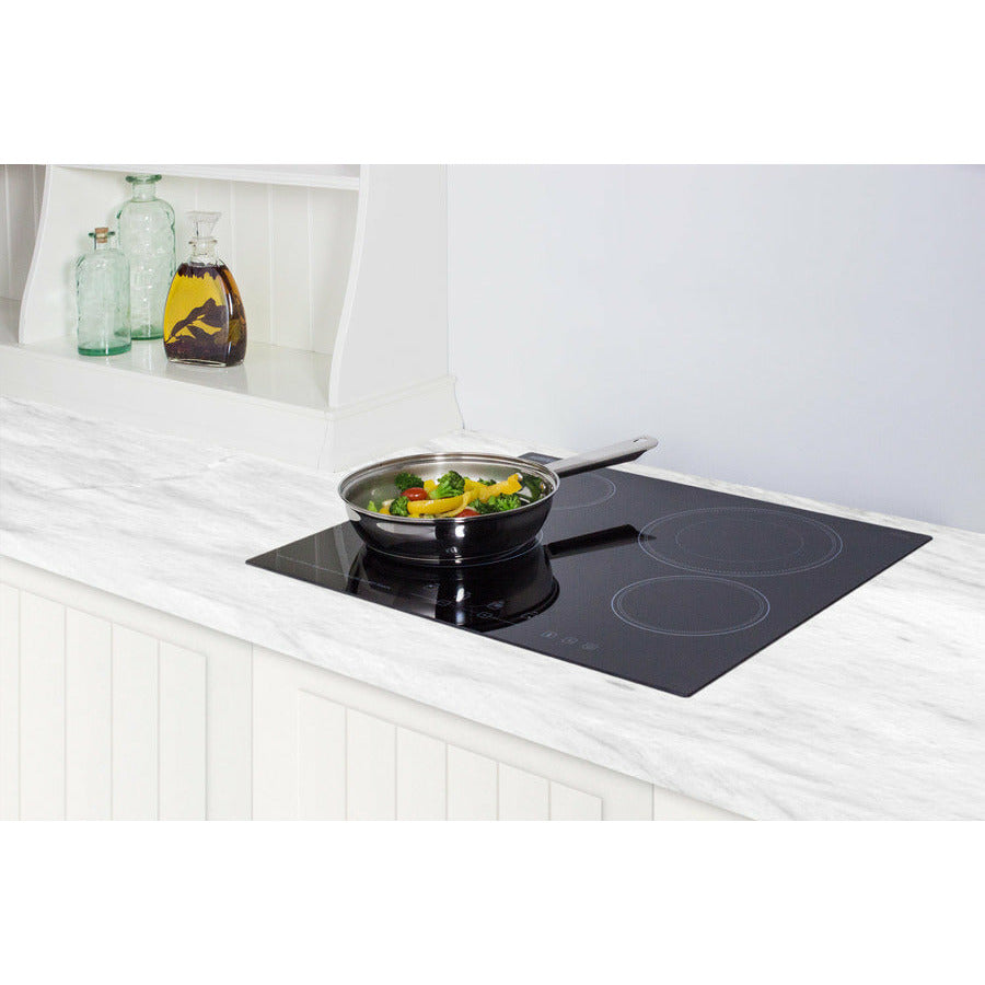 Summit 24" Wide 230V 4-Burner Radiant Cooktop w/ 4 Elements, Hot Surface Indicator, ADA Compliant, ETL Safety Listed, Schott Ceran Glass, Residual Heat Indicator Light, Digital Touch Controls - CR4B23T