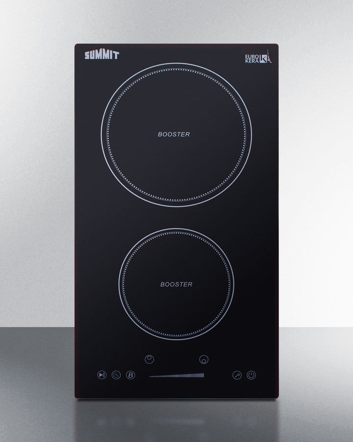 Summit 12" Wide 208-240V 2-Zone Induction Cooktop with 2 Elements, Hot Surface Indicator, ADA Compliant, Induction Technology, Child Lock, Safety Shut-Off Control - SINC2B230B