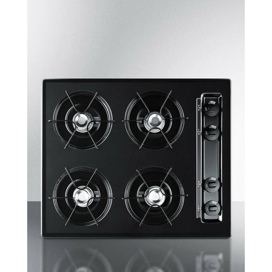 Summit 24" Wide 4-Burner Gas Cooktop with 4 Open Burners, 9,000 BTU Burners, Porcelain Enameled Steel Grates - TNL03