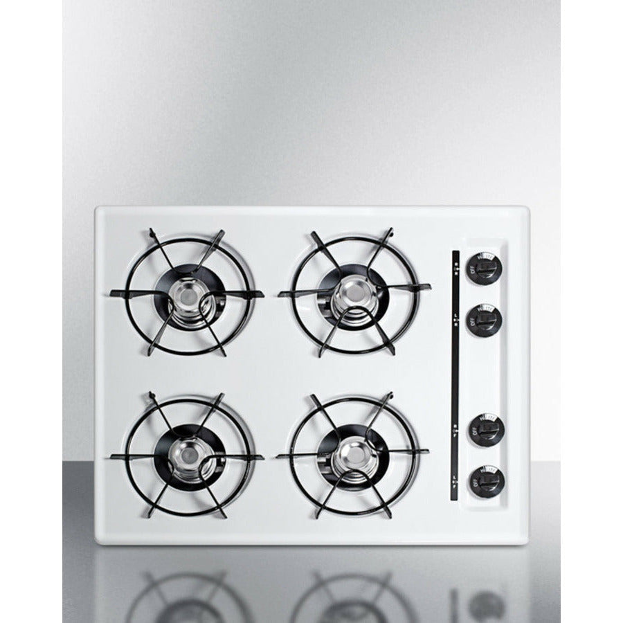 Summit 24" Wide 4-Burner Gas Cooktop with 4 Open Burners, Porcelainized Cooking Surface - WNL03