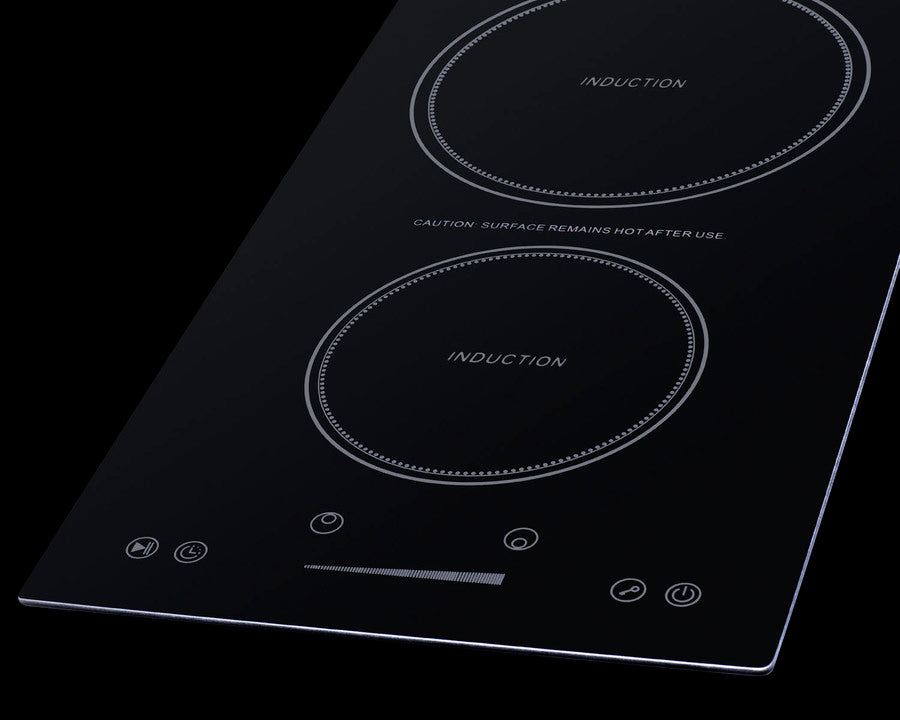 Summit 12" Wide 115V 2-Zone Induction Cooktop, Cord Included with 2 Elements, Hot Surface Indicator, ADA Compliant, Induction Technology, Child Lock - SINC2B115