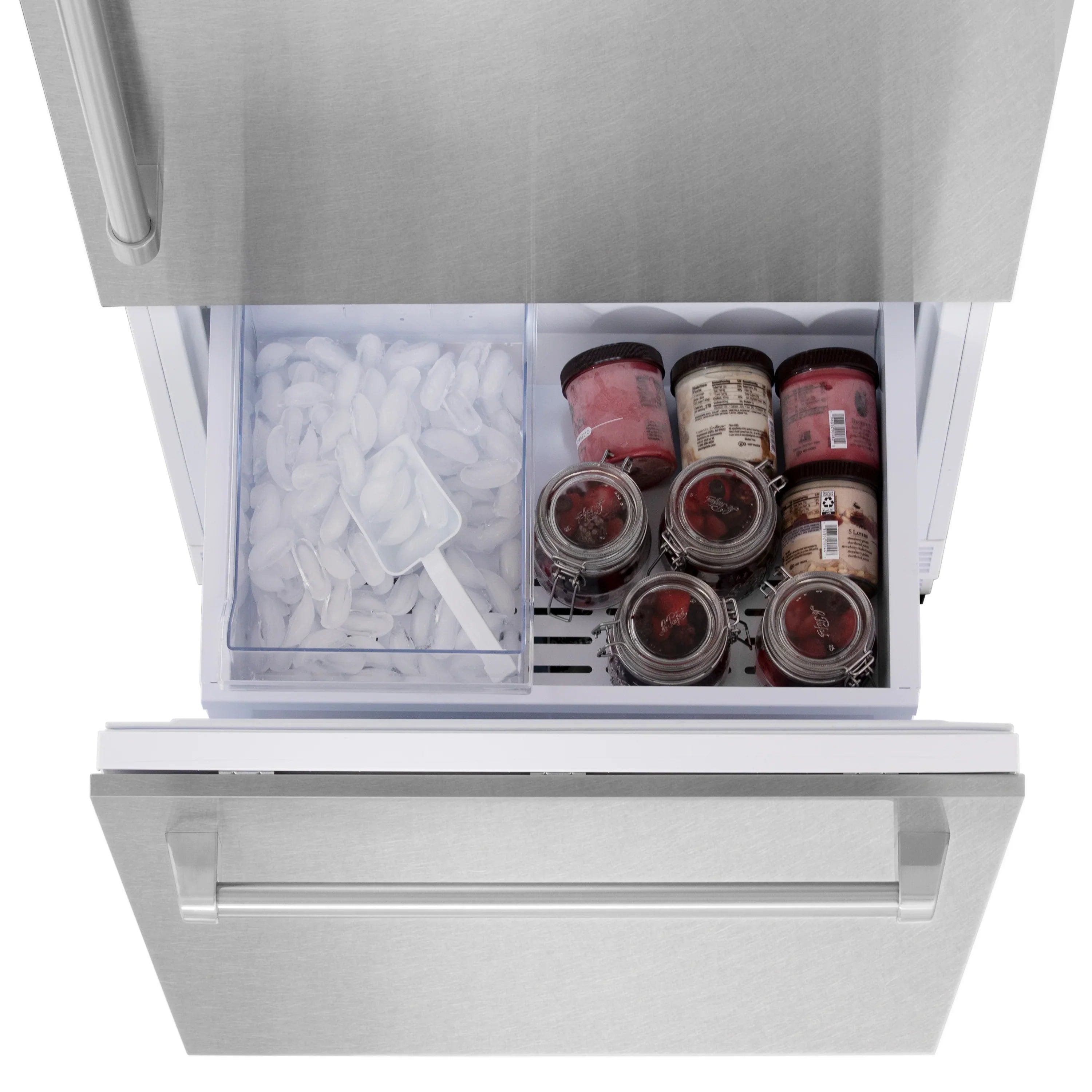 ZLINE 30" 16.1 cu. ft. Built-In 2-Door Bottom Freezer Refrigerator with Internal Water and Ice Dispenser in Fingerprint Resistant Stainless Steel (RBIV-SN-30)