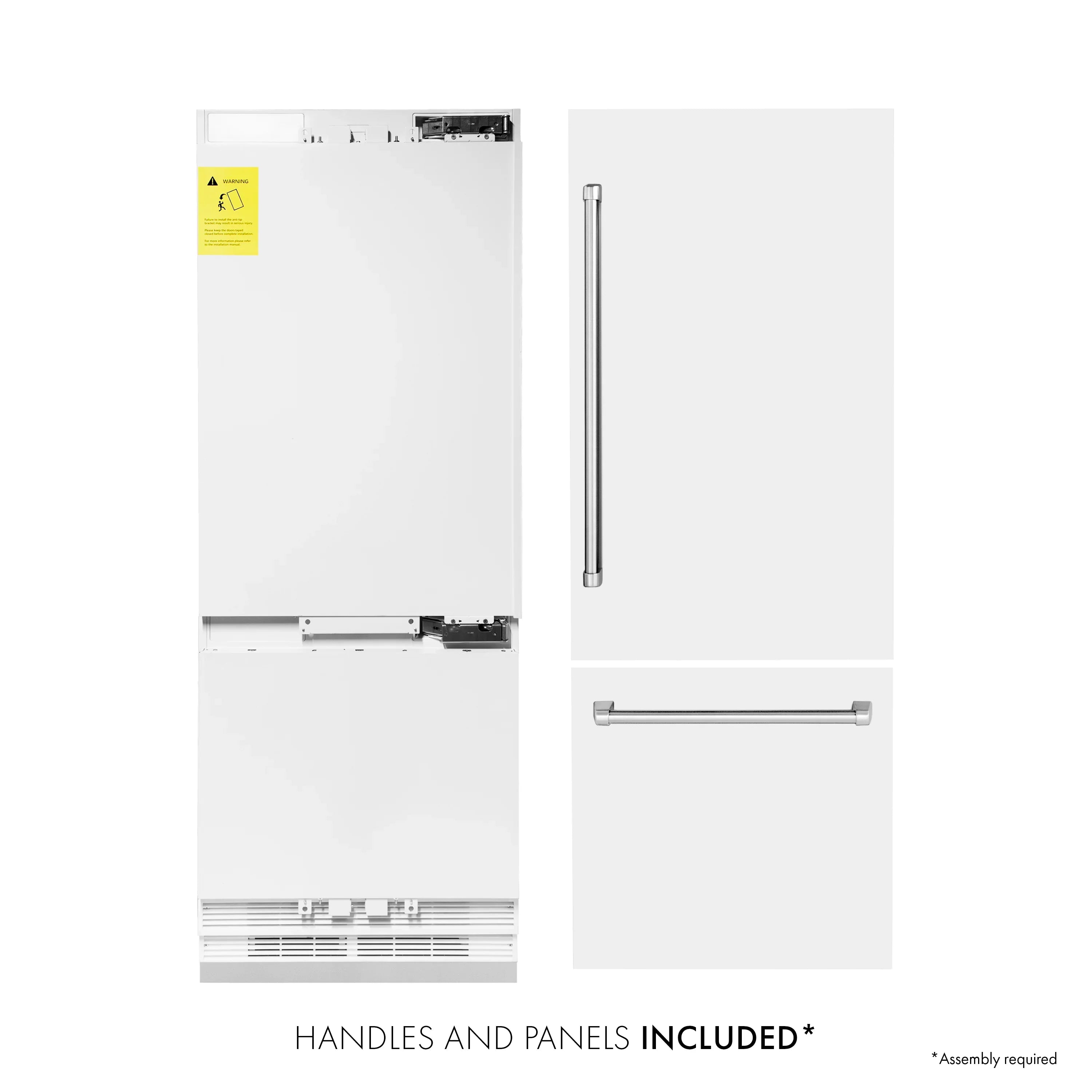 ZLINE 30" 16.1 cu. ft. Built-In 2-Door Bottom Freezer Refrigerator with Internal Water and Ice Dispenser in White Matte (RBIV-WM-30)