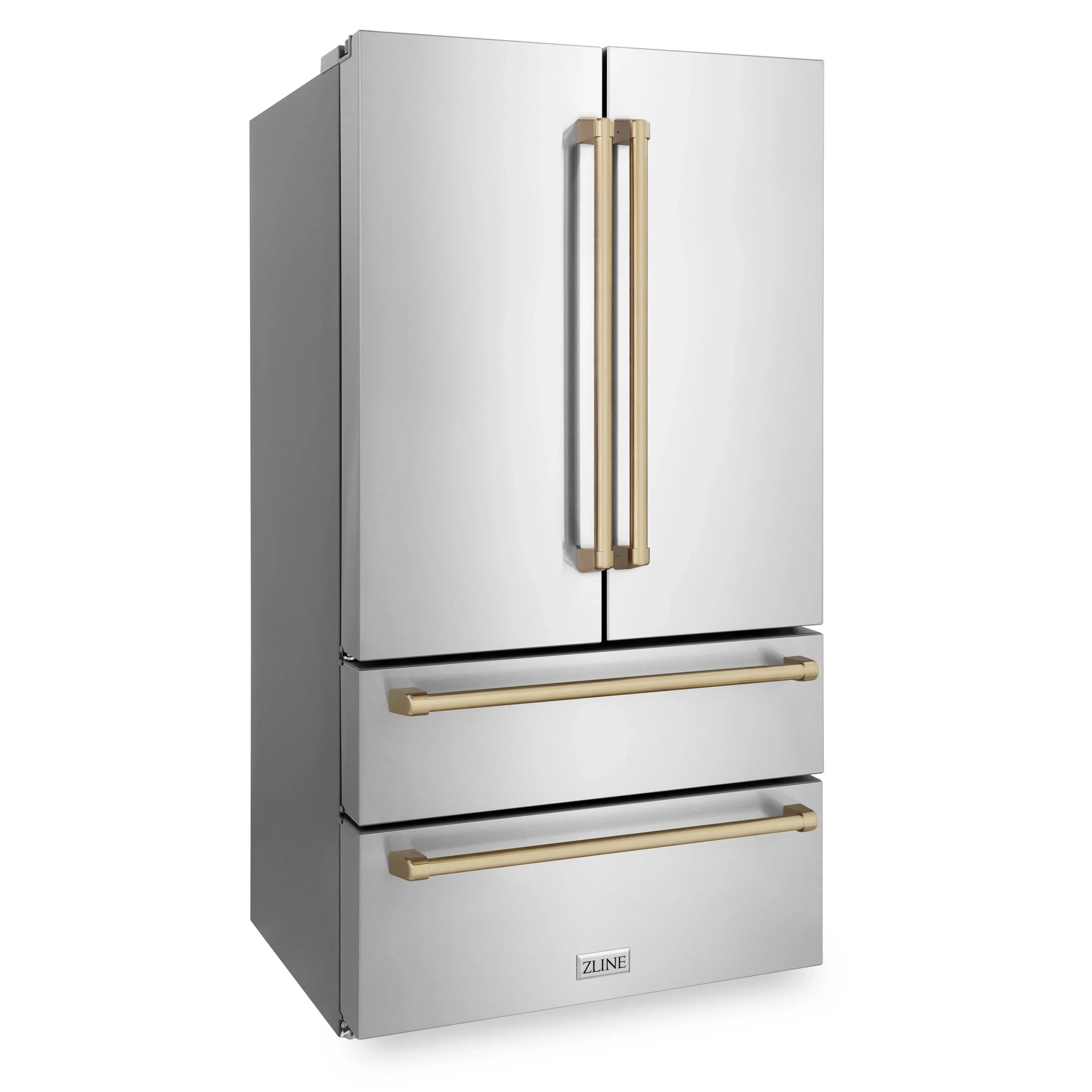 ZLINE 36" Autograph Edition 22.5 cu. ft Freestanding French Door Refrigerator with Ice Maker in Fingerprint Resistant Stainless Steel - RFMZ-36