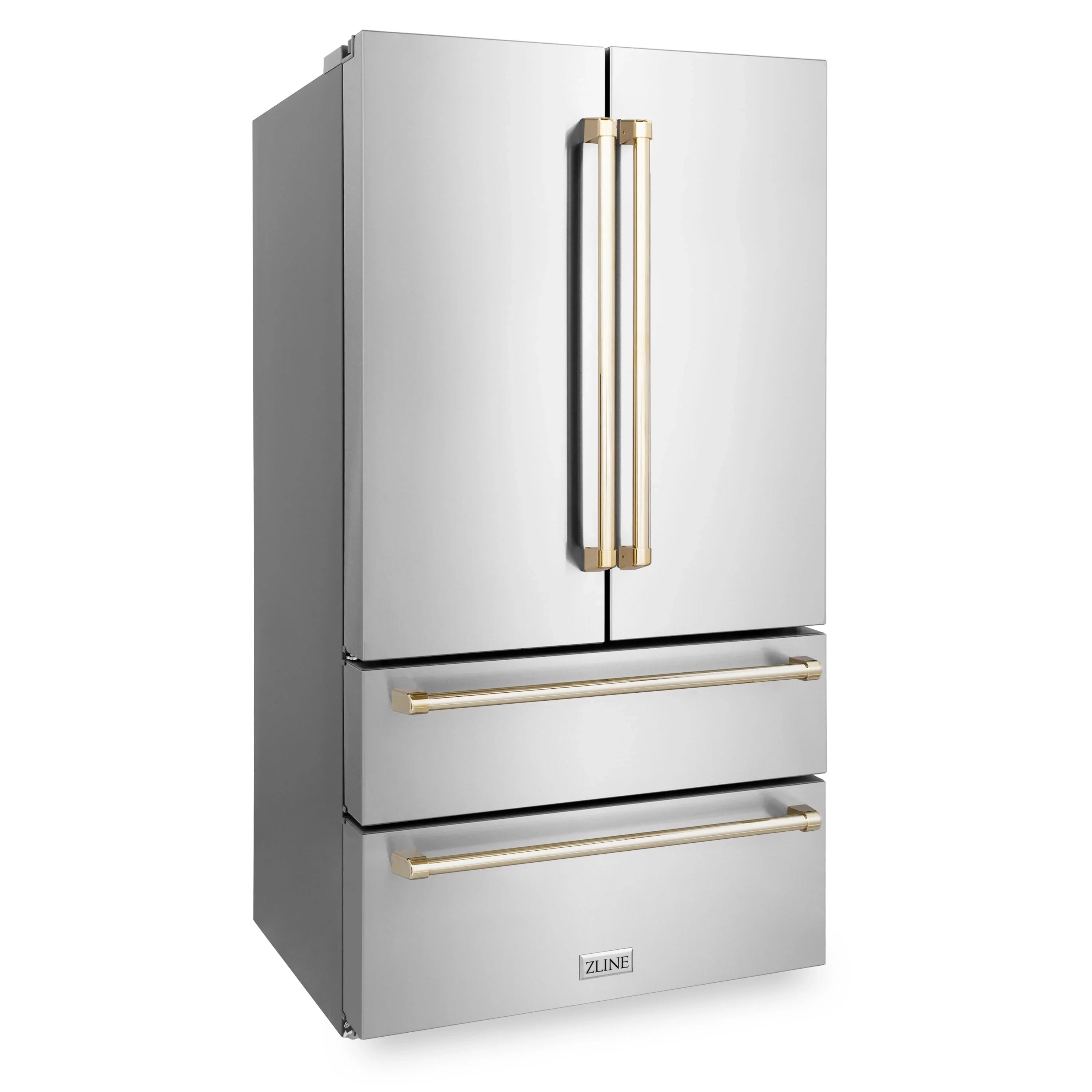 ZLINE 36" Autograph Edition 22.5 cu. ft Freestanding French Door Refrigerator with Ice Maker in Fingerprint Resistant Stainless Steel - RFMZ-36